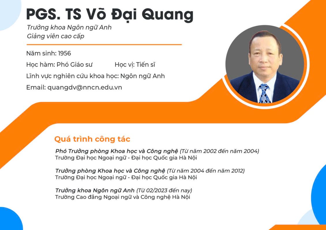 Thông tin về PGS.TS Võ Đại Quang